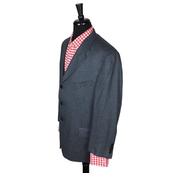 Joseph Abboud Von Mauer Mens Wool/SilkBlue Houndstooth Sport Coat Blazer 44S